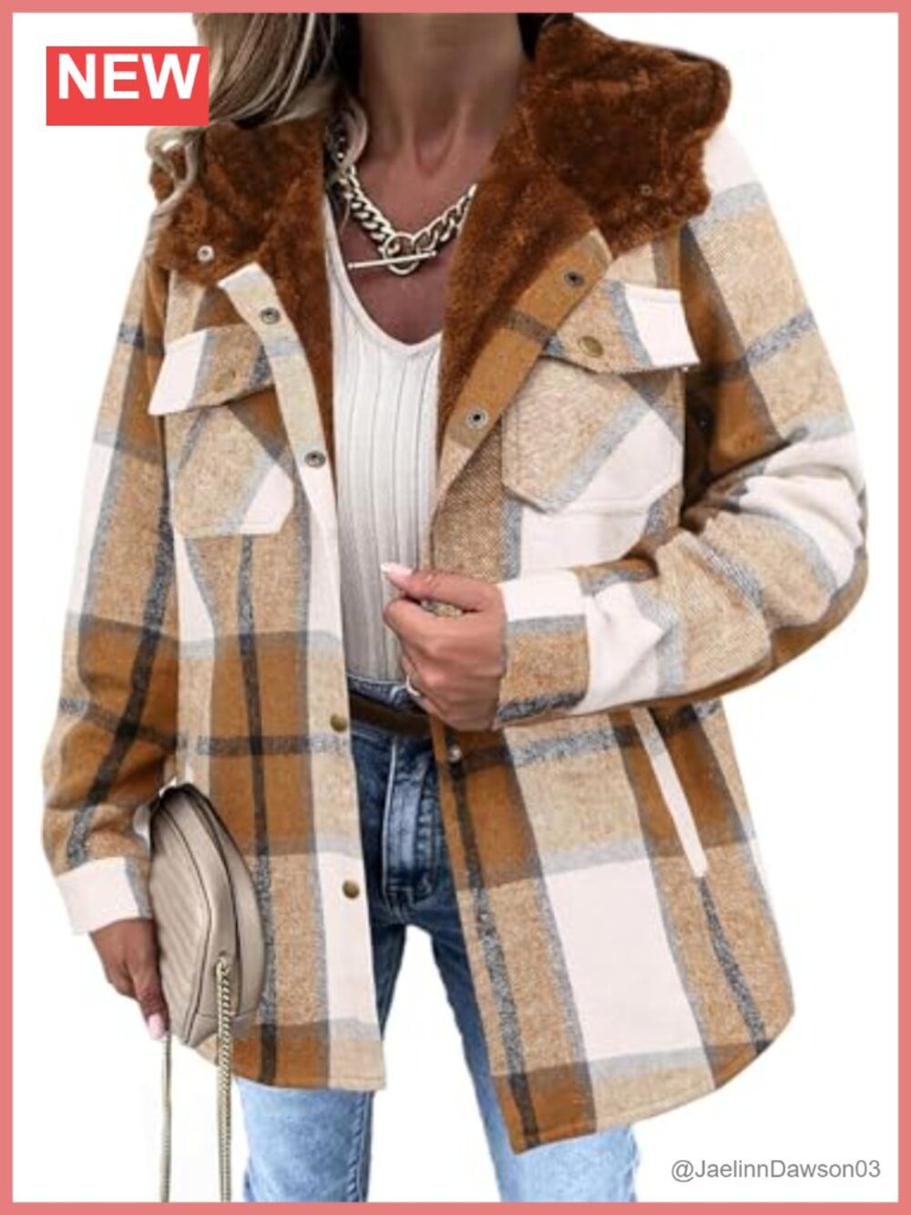 Zeagoo Flannel Plaid Shacket Fleece Lined Hooded Coat